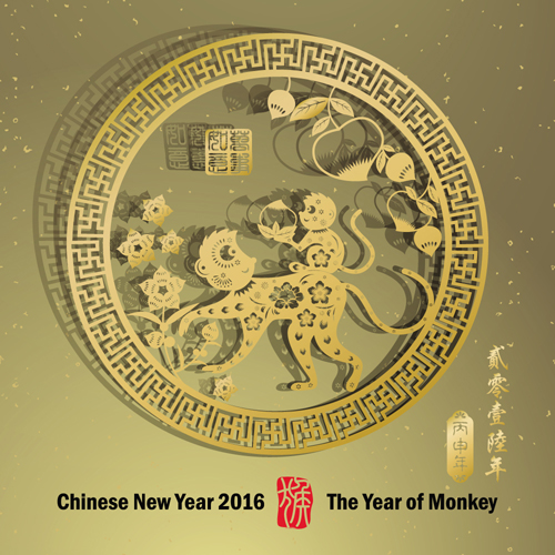 中国の旧正月2016モンキーデザインベクター03 新年 中国語 モンキー 2016   