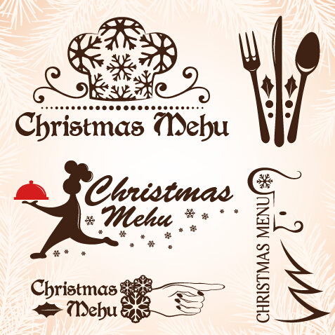 Éléments de conception de menu de Noël vecteur ensemble 07 Noël menu elements   