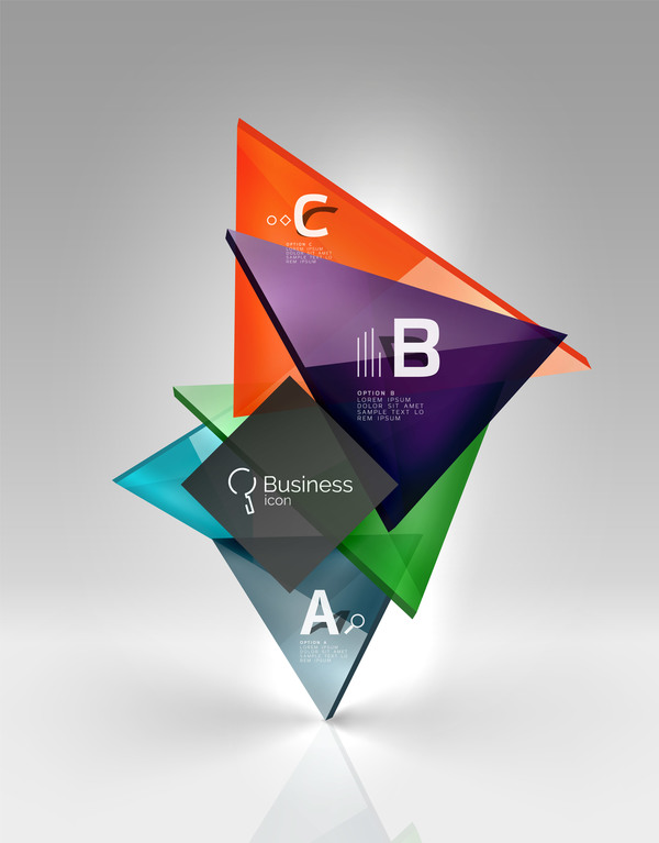 カラフルなガラスの三角形ビジネステンプレートベクトル15 三角形 ビジネス カラフル ガラス   
