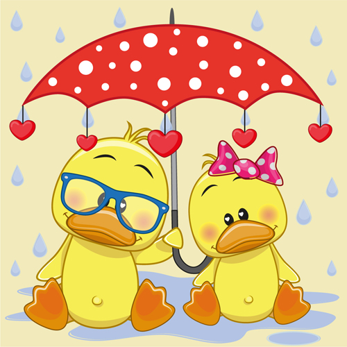 Niedliche Tiere und Regenschirm-Karikaturenvektor 04 umbrella Tiere niedliche Tiere cartoon   