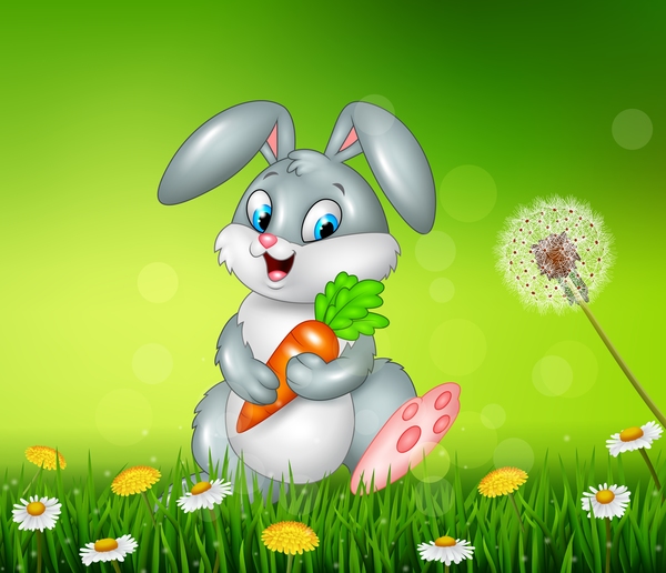 Niedlicher kleiner Hase mit grünem Osterhintergrund Vektor 03 Ostern Klein grün cute bunny   