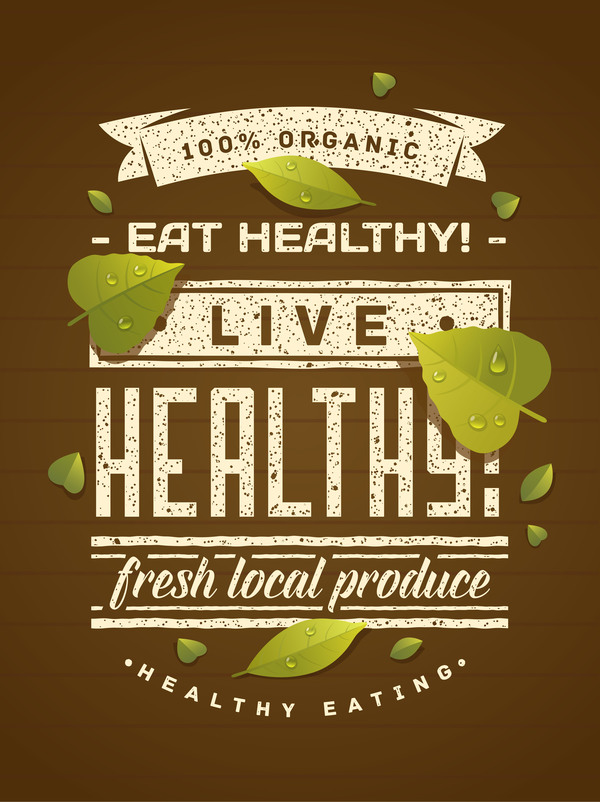 茶色の背景ベクトル02で健康的なポスターを食べる 食べる 健康 ポスター ブラウン   