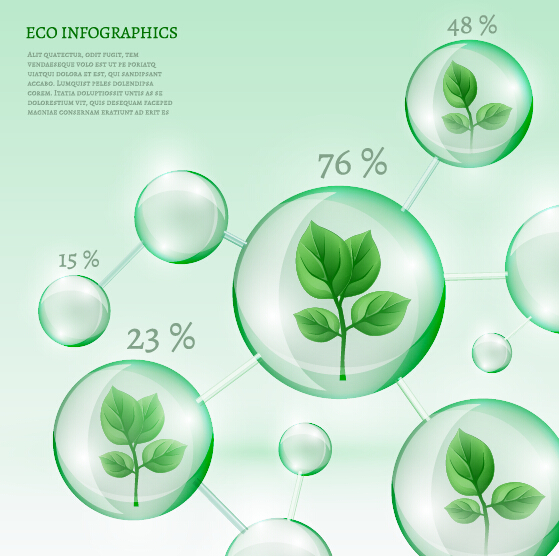 Öko-Infografik mit Blasenvektoren 04 Öko Infografik Blase   