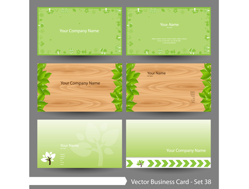 Élégant vert naturel cartes de visite vecteur 02 vert naturel cartes de visite carte de visite business   