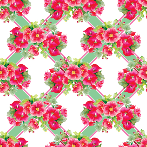 花のシームレスなパターンセットベクトル06 花 パターン シームレス   