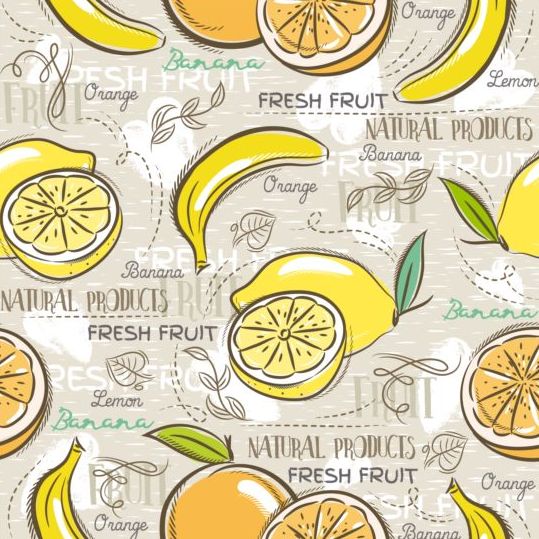 Fruits à la main dessiné vecteur seamless pattern 14 sans soudure modèle main fruits dessiné   