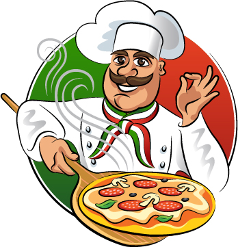 Lustiger Koch mit Pizza-Vektormaterial 01 pizza funny chef   