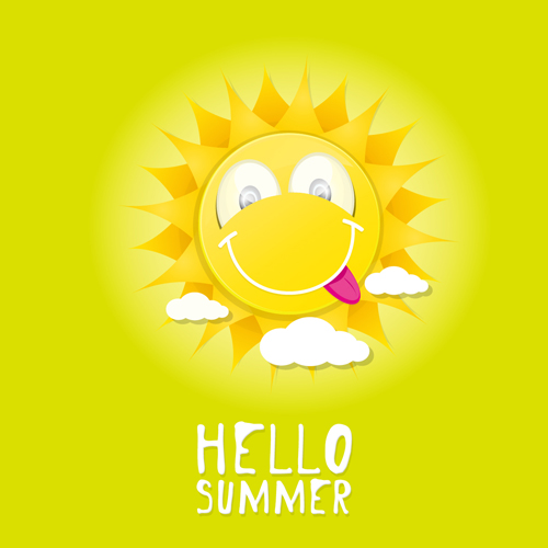 Lustige Sonne Cartoon Sommervektor Hintergrund 08 Sonne Sommer Hintergrund funny cartoon   