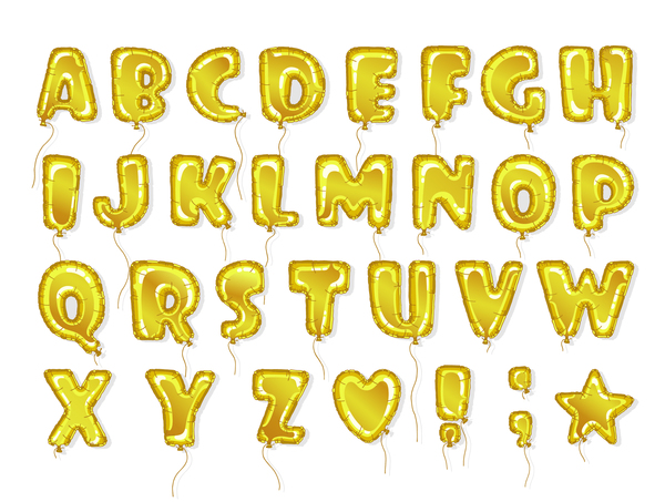 Goldener Ballon-Alphabet-Schriftvektor Schrift golden ballon alphabet   