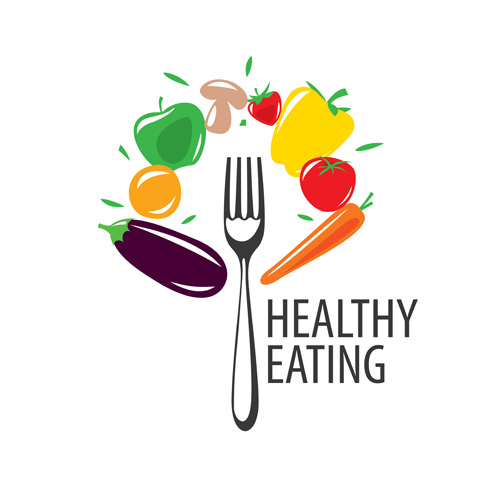 ヘルシー食べるロゴデザインベクターセット12 食べる 健康 ロゴ   