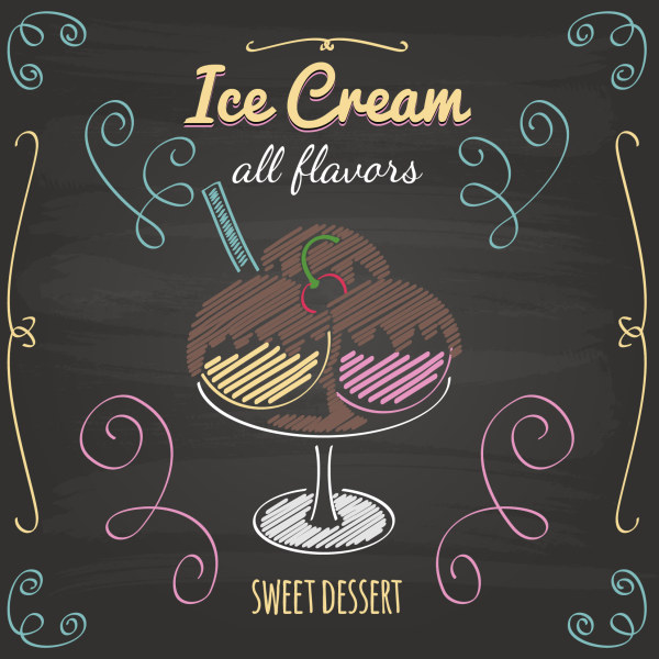 Eiscreme mit Tafelmenü Deckungsvektor menu Eis cover blackboard   