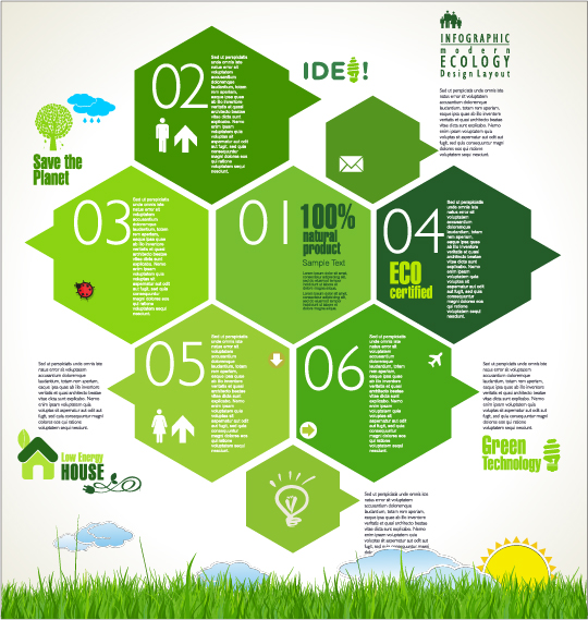 Infographies écologie moderne vecteur modèle vert 12 moderne modèle infographies Écologie   