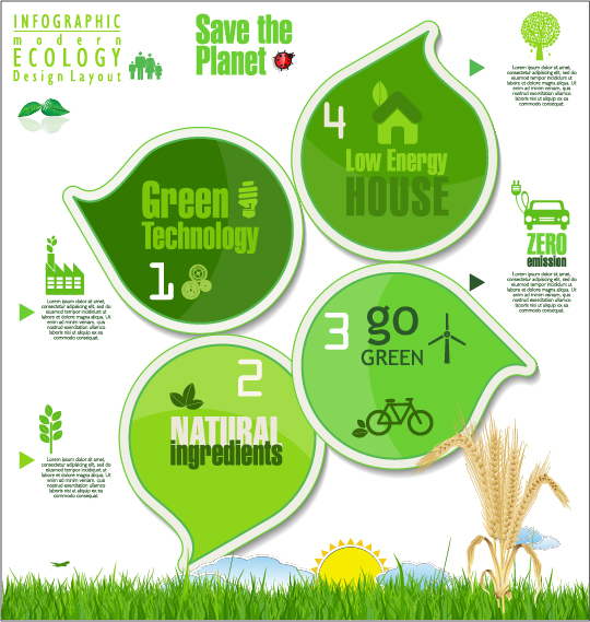 Infographies écologie moderne vecteur modèle vert 21 vert moderne modèle infographie Écologie   