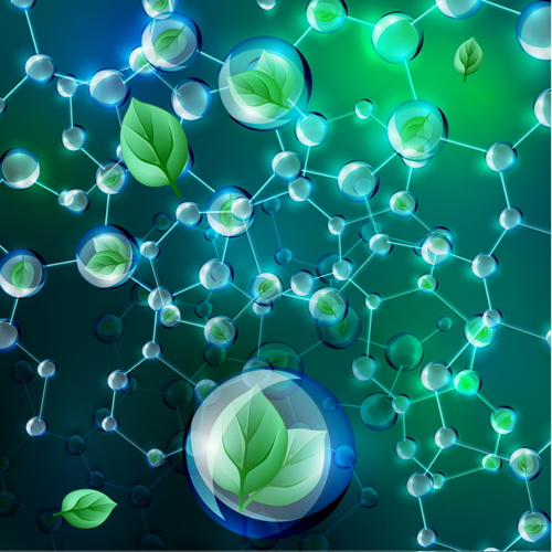 緑葉ベクトルテンプレートを持つ分子 緑の葉 分子 テンプレート   