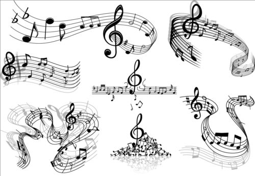 Éléments de conception de notes de musique ensemble vecteur 06 notes musique elements design   