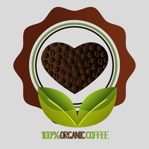 オーガニックコーヒーのロゴ意匠ベクトル01 意匠 ロゴ コーヒー オーガニック   