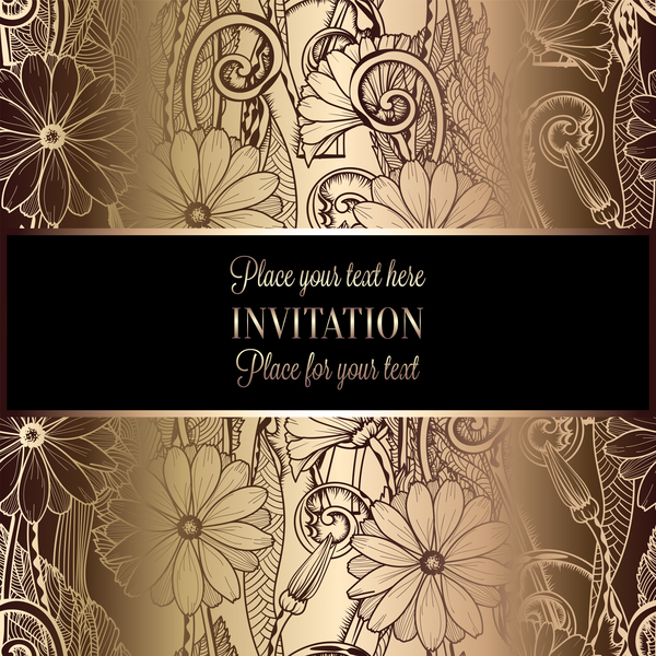 豪華な背景ベクトル12と華やか花の招待カード 豪華 華やかな 招待状 フローラル カード   