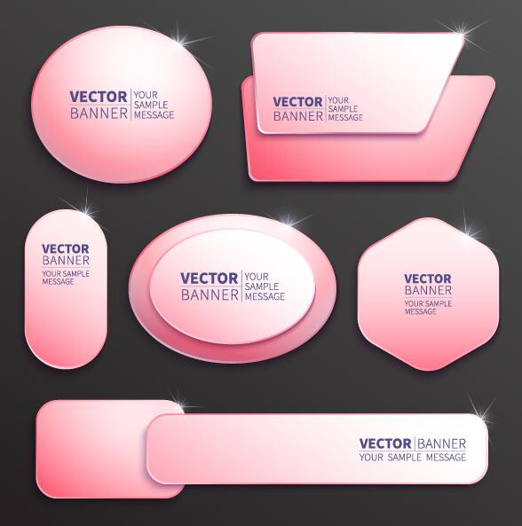 Rosa Papier-Banner-Vektor-Set 02 pink papier banner   