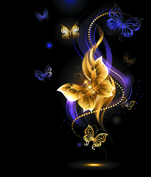 Fond de vecteur de papillons violets et dorés violet papillons or fond vectoriel fond   