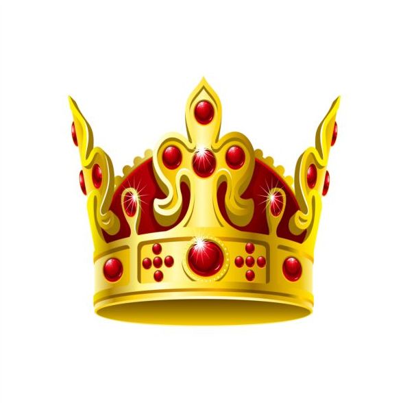 Gemme rouge avec la couronne dorée vecteur 01 rouge Doré Couronne bijou   