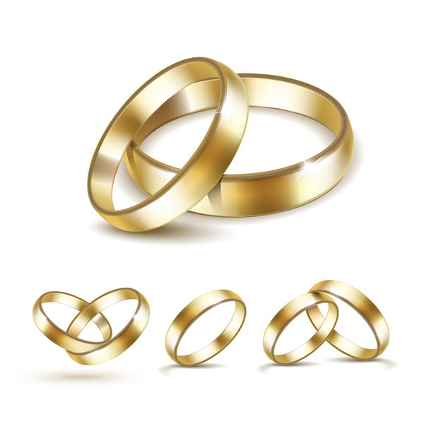 Glänzender Goldring-Vektorsatz 01 ring gold glänzend   
