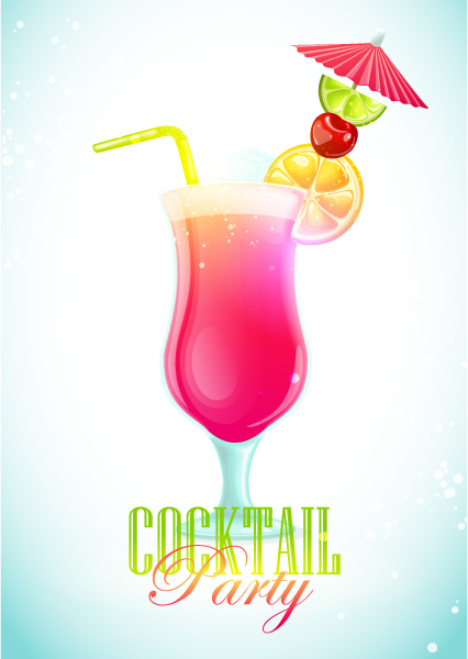 Simple cocktail party poster vecteur matériel 01 simple poster fête cocktails   