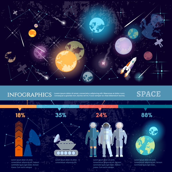 Modèle infographique spatial vecteur matériel 04 infographie espace   