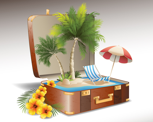 旅行要素とスーツケースクリエイティブ背景セット03 要素 背景 旅行 創造的な背景 スーツケース   
