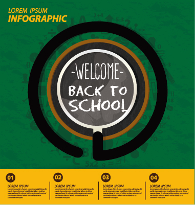 Vecteur infographique arrière matériel scolaire matériel infographie école Arrière   