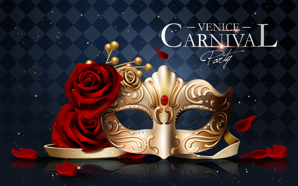 Carnaval de Venise mascarade vecteur affiche modèle 01 Venise mascarade Carnaval affiche   