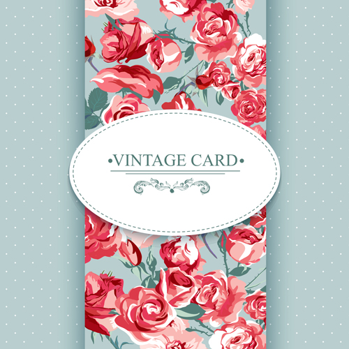 Carte vintage avec motif de fleurs vecteurs 06 vintage modèle fleurs carte   