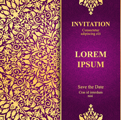Carte d’invitation vintage avec motif floral violet vecteur 17 violet vintage motif invitation floral carte   