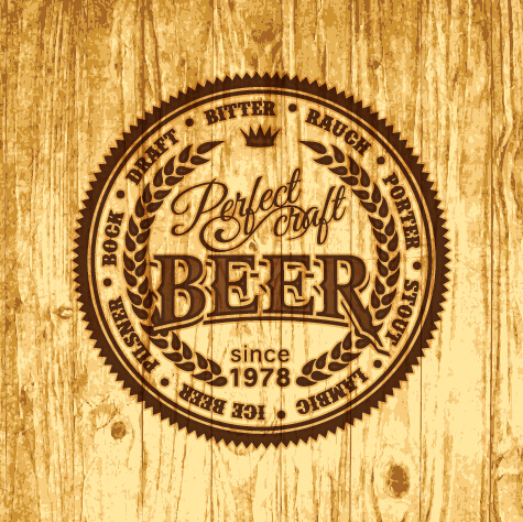 Étiquettes de bière en bois Vintage Vector 09 vintage étiquette en bois Bière   