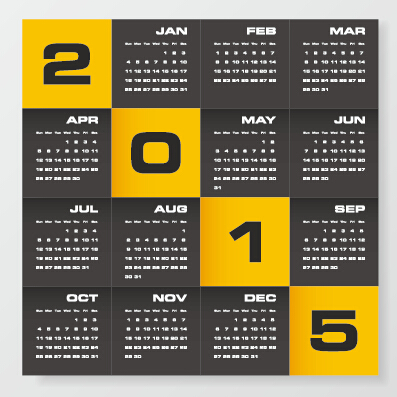 2015黄色のスタイルのベクトルが付いている会社のカレンダーブラック07 黄色 会社 ブラック カレンダー 2015   