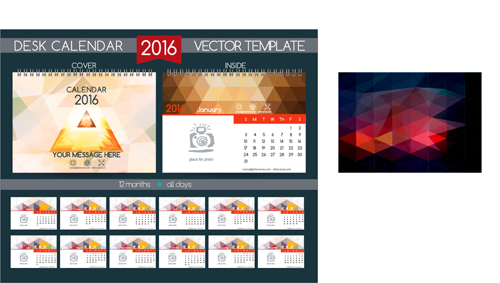 2016 nouvel an bureau calendrier vecteur matériel 114 neuf matériel calendrier bureau année 2016   