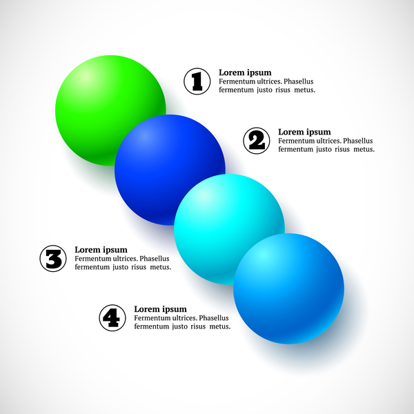 番号付きインフォグラフィックスベクトル09と3D 色のボール 色付き 番号付き ボール インフォグラフィック   
