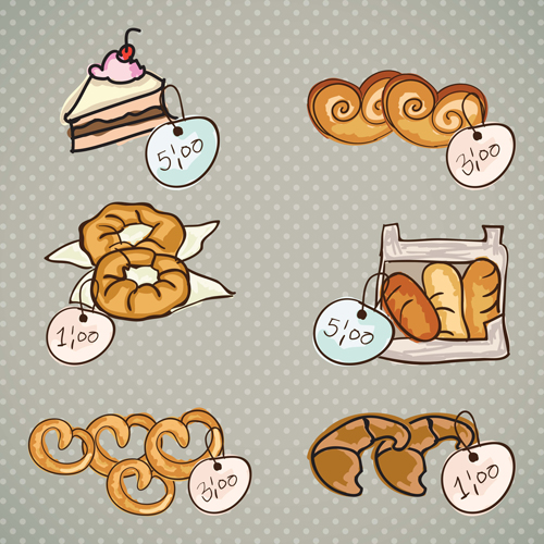 Bäckerei und Kuchen mit Preisschilder Vektor tags Kuchen Bäckerei   