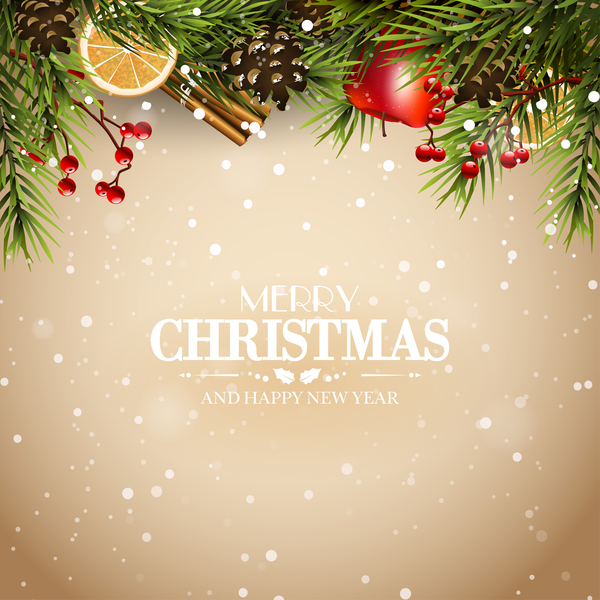 Noël beige avec nouvelle année traditionnelle carte de voeux vecteur 02 voeux traditionnel nouvel an Noël   