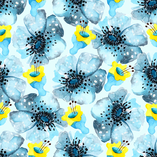 Bleu aquarelle fleurs motif sans soudure vecteur sans soudure motif fleurs Bleu aquarelle   