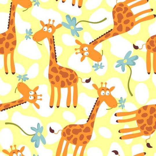 Vecteur de modèle sans soudure de girafe de dessin animé sans soudure modèle girafe dessin animé   