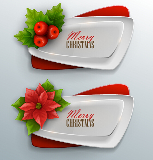 Weihnachtschichtige Banner Vektor 02 Weihnachten Schichtungen banner   