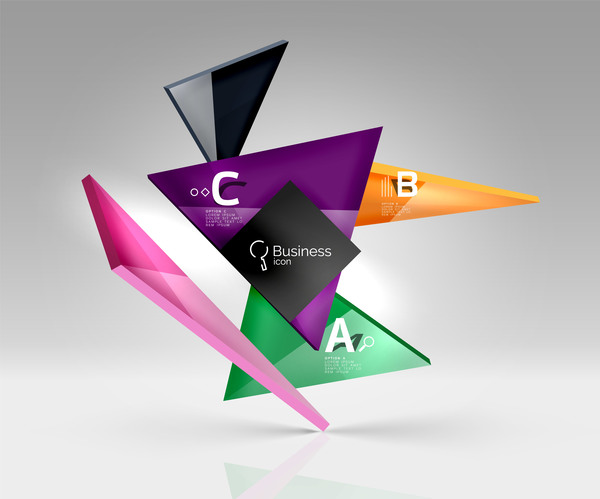 カラフルなガラスの三角形ビジネステンプレートベクトル04 三角形 ビジネス カラフル ガラス   