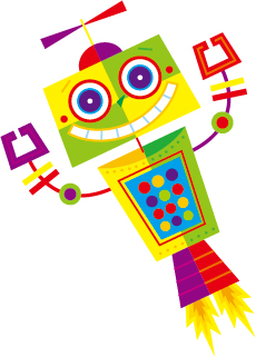かわいい漫画のロボット着色されたベクトルセット02 色付き 漫画 ロボット   