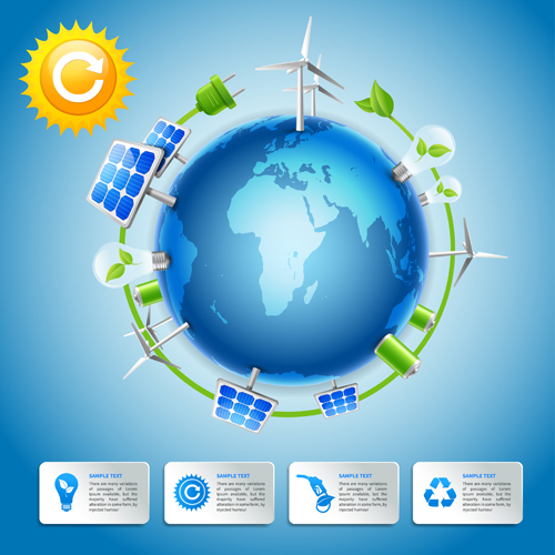 Ökologie mit Umweltelementen Vektorhintergrund Vector-Hintergrund Umwelt Ökologie Hintergrund   