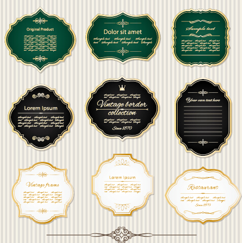 Golden Frame-Retro-Labels Vektor Retro-Schrift Rahmen gold Etiketten   