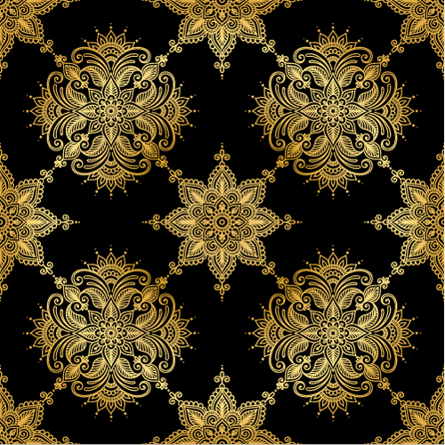 Ornements d’or sans soudure motif vecteur 02 sans soudure ornements or motif   