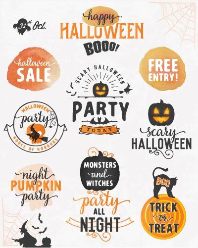 Halloween-Party-Etiketten Aquarell-Vektor party labels halloween Aquarell   
