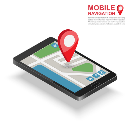 Mobil mit Navigationsvektorvorlage 02 navigation mobile   