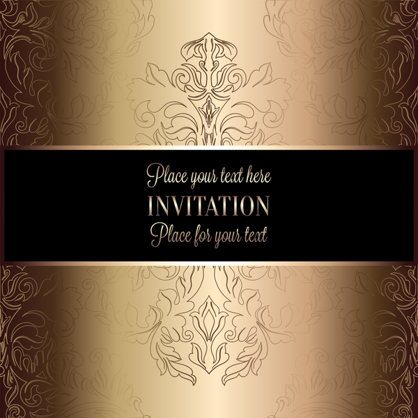 Carte d’invitation florale fleuri avec vecteur de fond de luxe 03 luxe invitation floral fleuri carte   