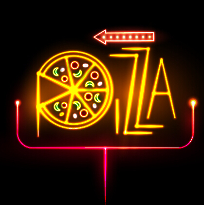 Pizza restaurants Neon Sign vecteur matériel 09 signe restaurant pizza neon   